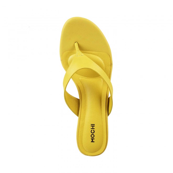 Mochi Women Yellow Casual Slippers (SKU: 32-301-33-36)