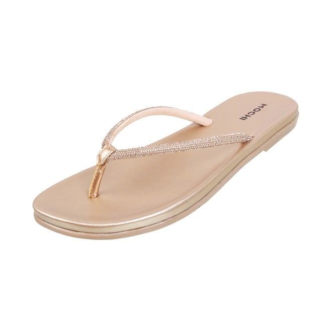 Mochi Women Gold Casual Slippers (SKU: 32-302L-15-42)