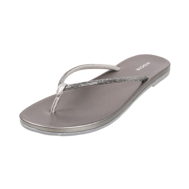 Mochi Women Gun-metal Casual Slippers (SKU: 32-302L-29-42)