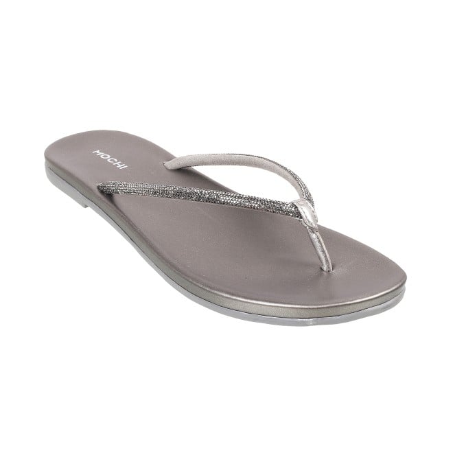 Mochi Women Gun-metal Casual Slippers