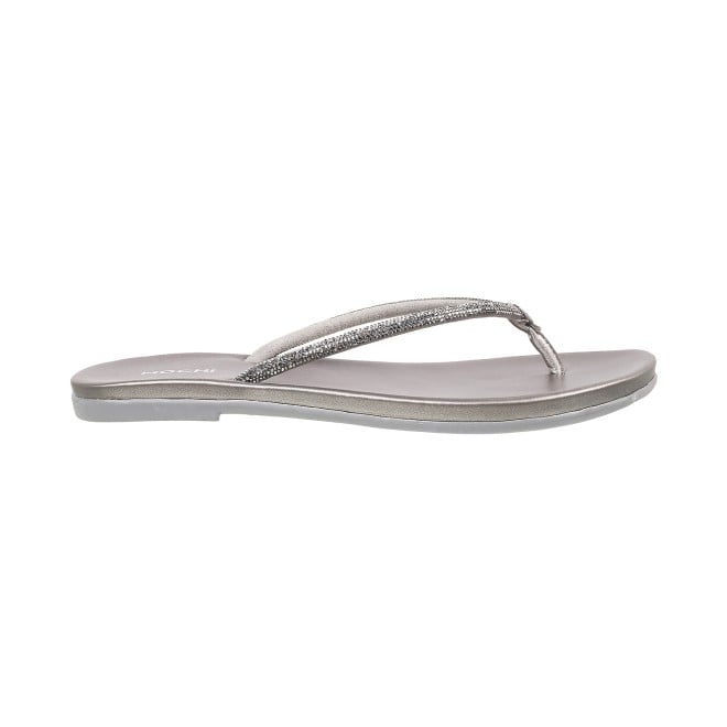 Mochi Women Gun-metal Casual Slippers (SKU: 32-302L-29-42)
