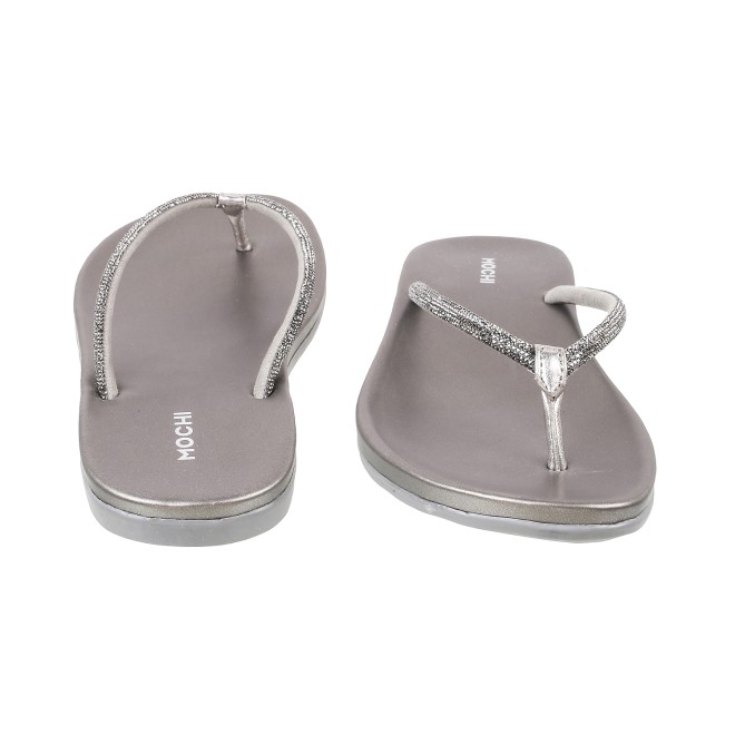 Mochi Women Gun-metal Casual Slippers (SKU: 32-302L-29-42)