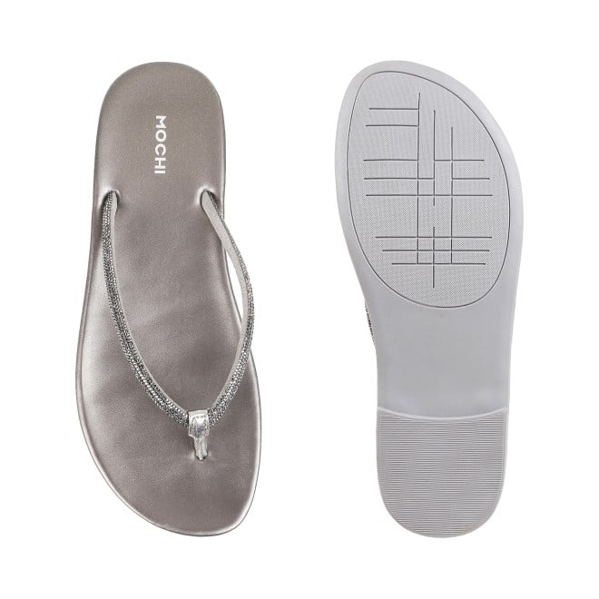 Mochi Women Gun-metal Casual Slippers (SKU: 32-302L-29-42)