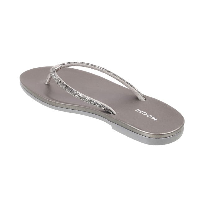 Mochi Women Gun-metal Casual Slippers (SKU: 32-302L-29-42)