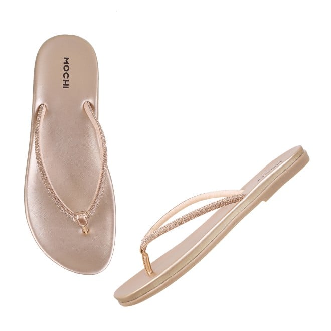 Mochi Women Gold Casual Slippers (SKU: 32-302L-15-42)