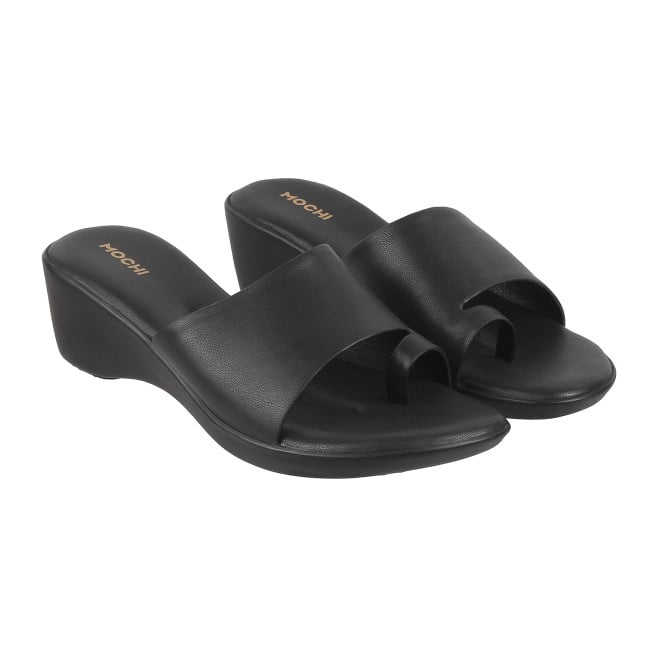 Mochi Women Black Casual Sandals