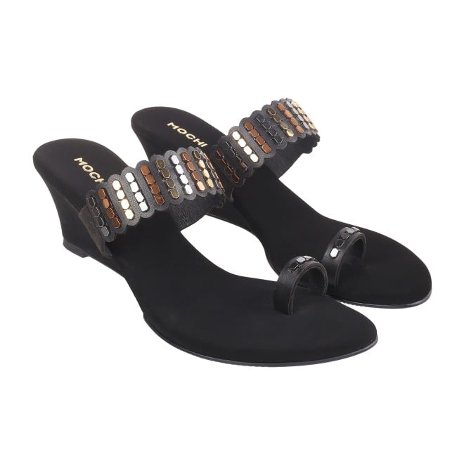 Mochi Women Black Ethnic Sandals (SKU: 32-326L-11-42)