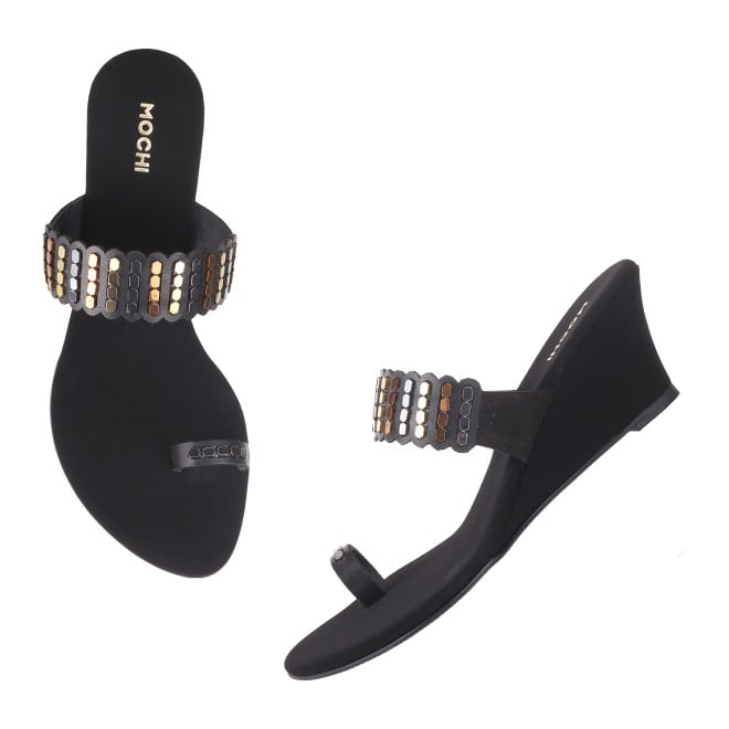 Mochi Women Black Ethnic Sandals (SKU: 32-326L-11-42)