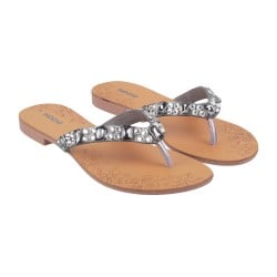 Women Gun-Metal Casual Slippers