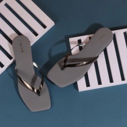 Women Gun-Metal Casual Slippers