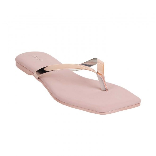 Mochi Women Rose-Gold Casual Slippers