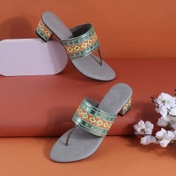 Women Grey Ethnic Slip Ons