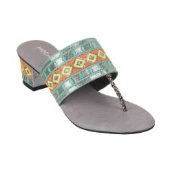 Women Grey Ethnic Slip Ons