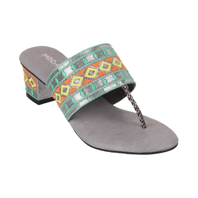 Mochi Women Grey Ethnic Slip Ons (SKU: 32-444-14-36)