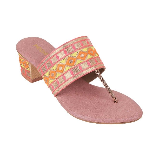 Mochi Women Rose-Gold Ethnic Slip Ons (SKU: 32-444-52-36)