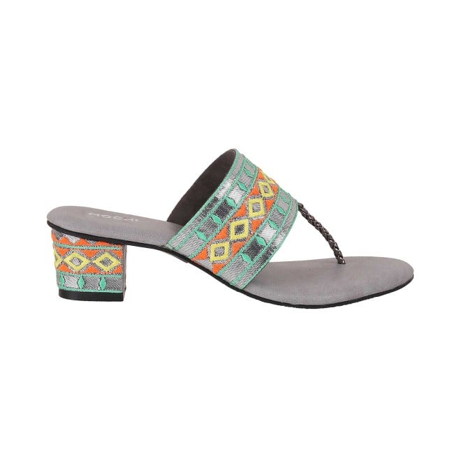 Mochi Women Grey Ethnic Slip Ons (SKU: 32-444-14-36)