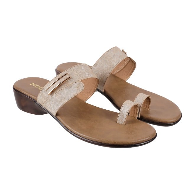 Mochi Women Gold Ethnic Slippers