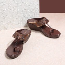 Women Brown Ethnic Slip Ons