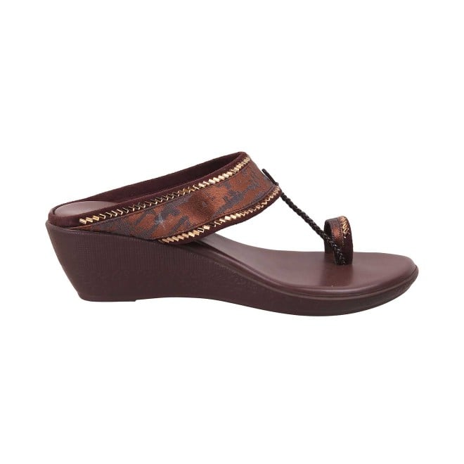 Mochi Women Brown Ethnic Slip Ons (SKU: 32-483-12-36)