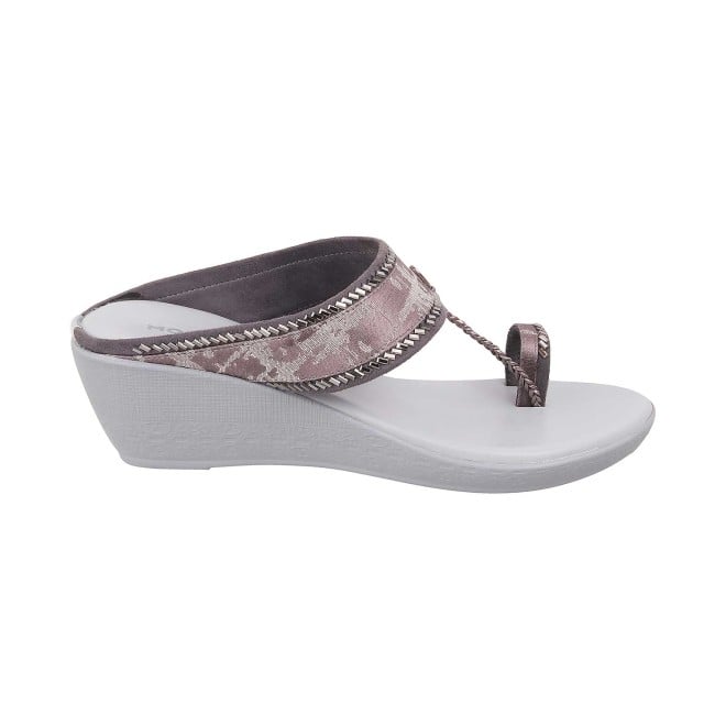 Mochi Women Grey Ethnic Slip Ons (SKU: 32-483-14-36)