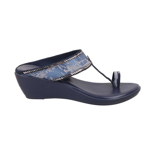 Mochi Women Blue Ethnic Slip Ons (SKU: 32-483-45-36)