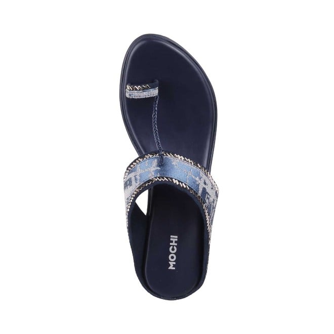 Mochi Women Blue Ethnic Slip Ons (SKU: 32-483-45-36)