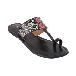 Women Black Ethnic Slip Ons