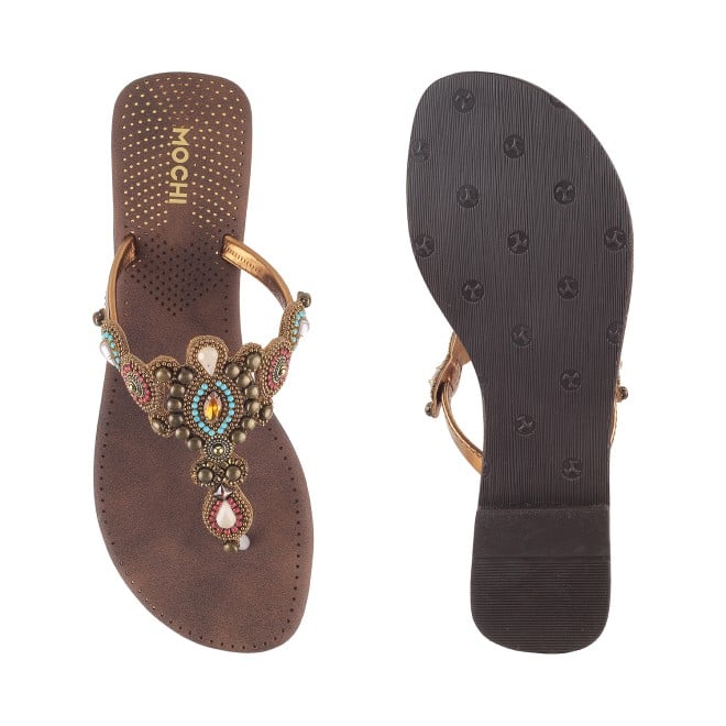 Mochi Women Antic-gold Casual Slippers (SKU: 32-571L-28-42)