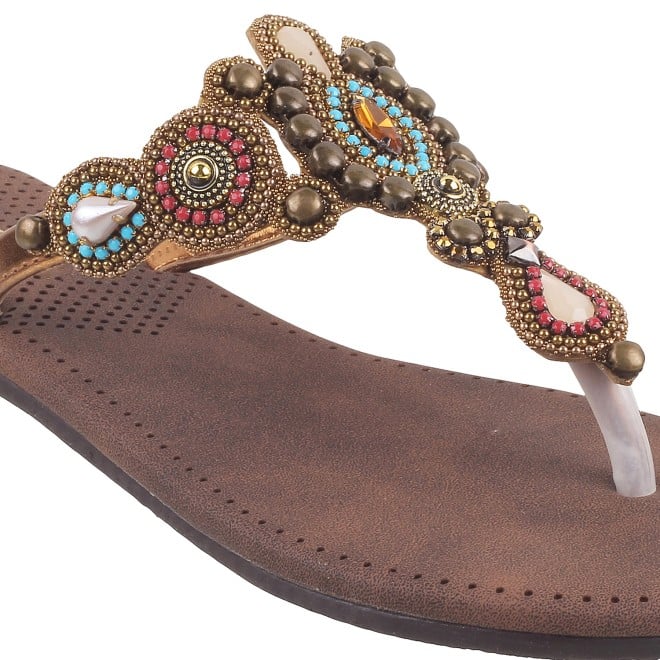 Mochi Women Antic-gold Casual Slippers (SKU: 32-571L-28-42)