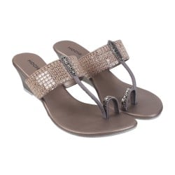 Women Gun-Metal Ethnic Sandals