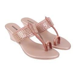 Women Rose-Gold Ethnic Sandals