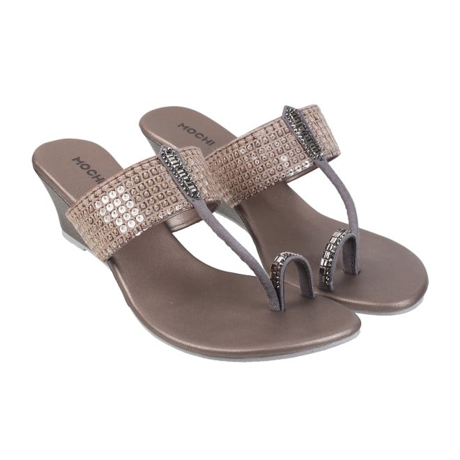 Mochi Women Gun-Metal Ethnic Sandals