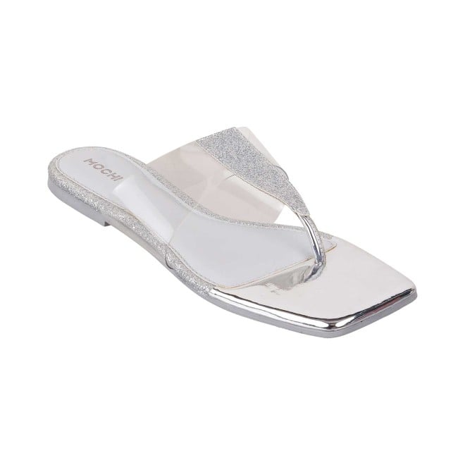 Mochi Women Silver Casual Slippers