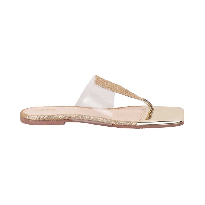 Mochi Women Gold Casual Slippers (SKU: 32-584-15-36)