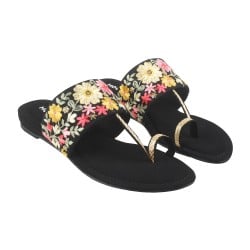 Women Black Ethnic Slip Ons