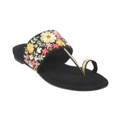 Women Black Ethnic Slip Ons