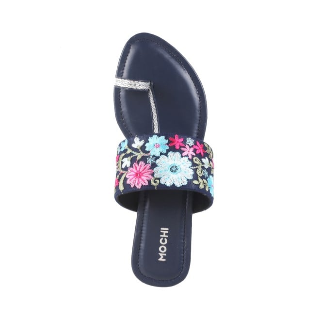 Mochi Women Blue Ethnic Slip Ons (SKU: 32-587-45-36)