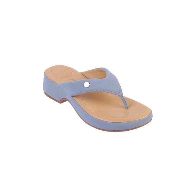 Mochi Women Light-blue Casual Slip Ons (SKU: 32-608-32-36)