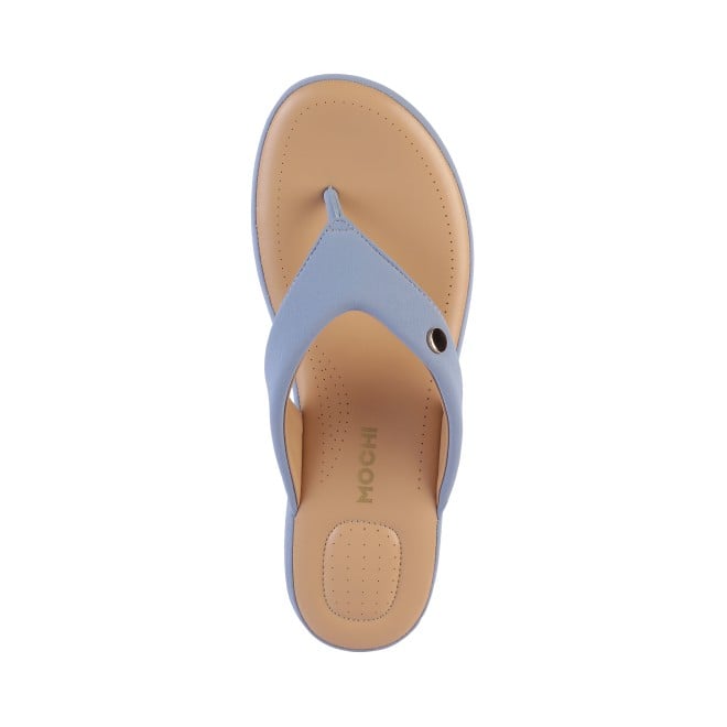 Mochi Women Light-blue Casual Slip Ons (SKU: 32-608-32-36)