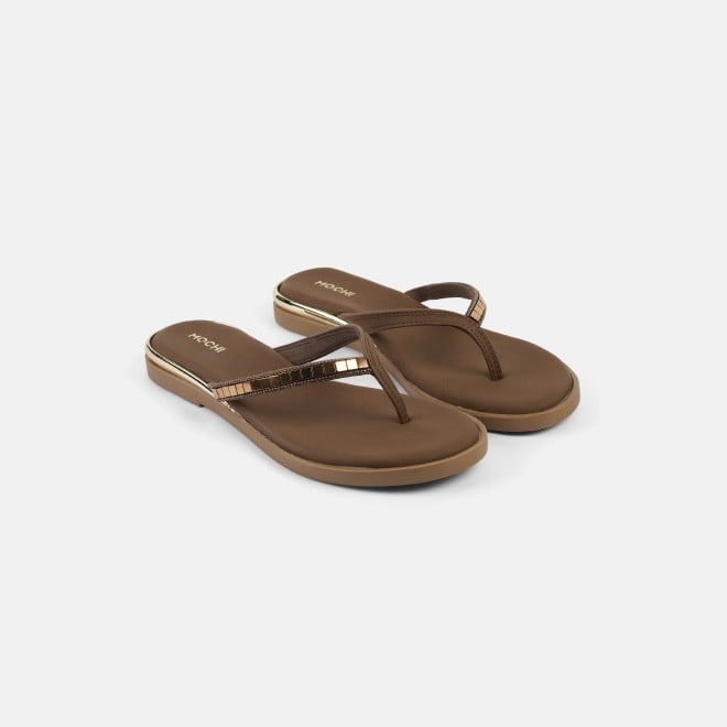Mochi Women Brown Casual Slippers (SKU: 32-611-12-36)