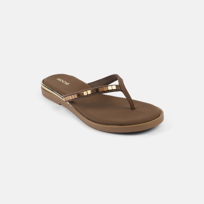 Mochi Women Brown Casual Slippers (SKU: 32-611-12-36)