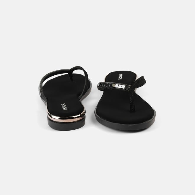 Mochi Women Black Casual Slippers (SKU: 32-611-11-36)