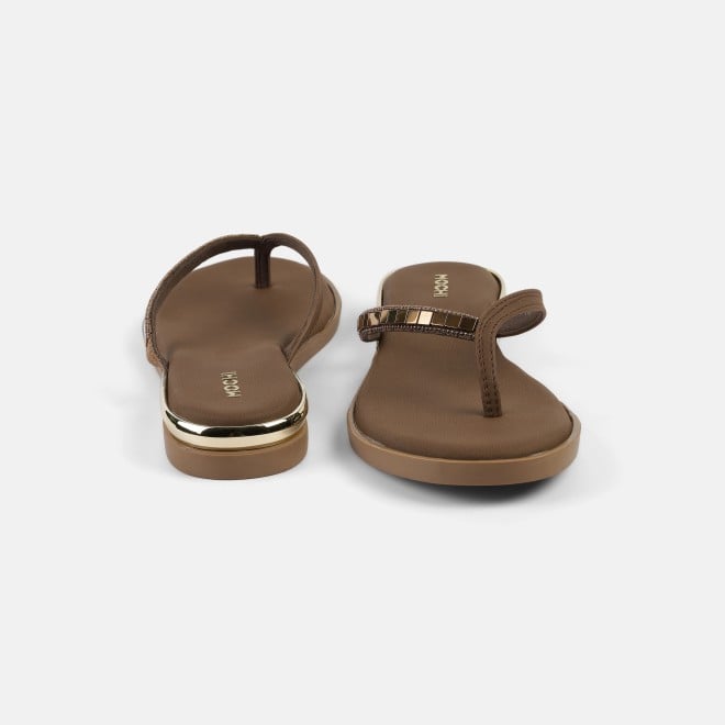 Mochi Women Brown Casual Slippers (SKU: 32-611-12-36)