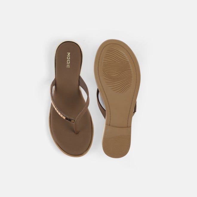 Mochi Women Brown Casual Slippers (SKU: 32-611-12-36)