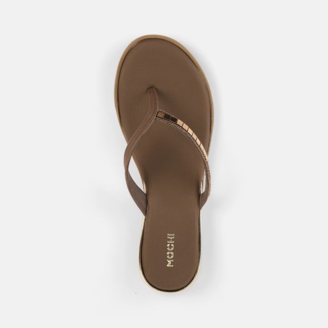 Mochi Women Brown Casual Slippers (SKU: 32-611-12-36)