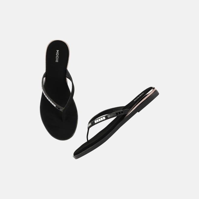 Mochi Women Black Casual Slippers (SKU: 32-611-11-36)