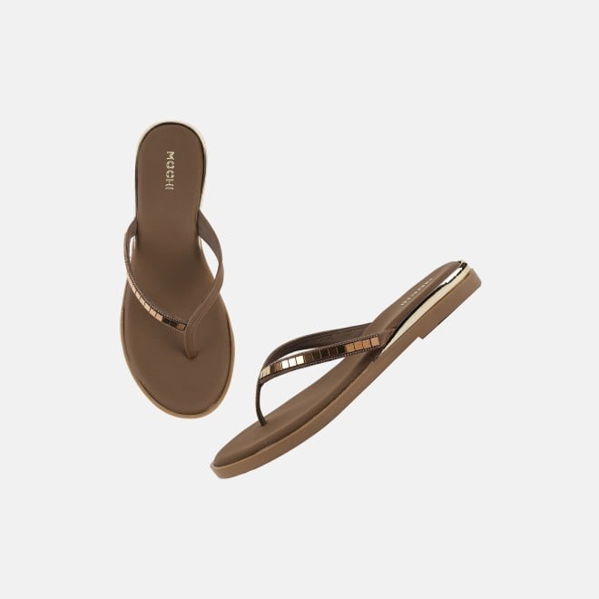 Mochi Women Brown Casual Slippers (SKU: 32-611-12-36)
