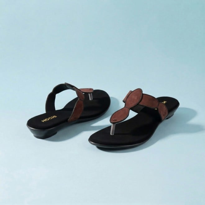 Mochi Women Brown Casual Slippers (SKU: 32-612-12-36)