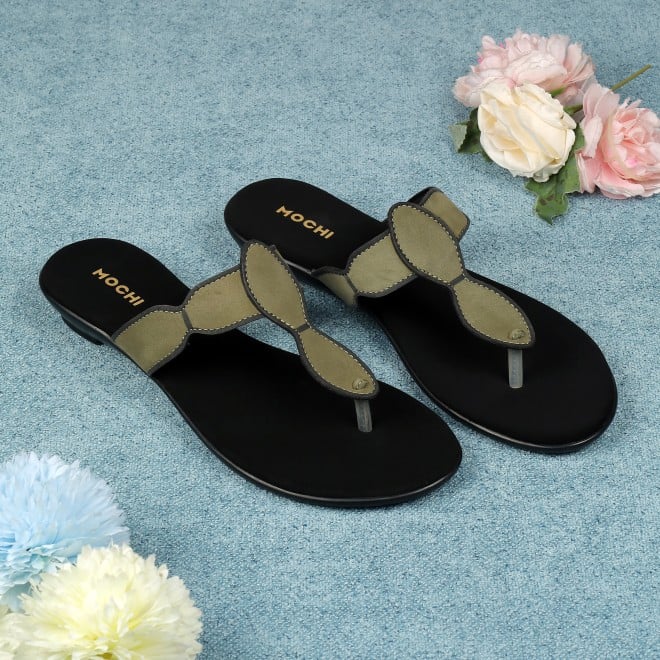 Mochi Women Olive Casual Slippers (SKU: 32-612L-49-42)