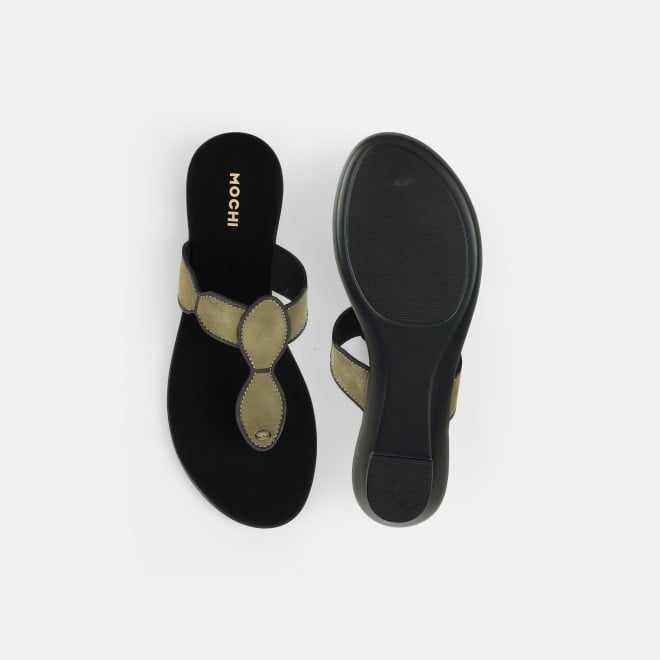 Mochi Women Olive Casual Slippers (SKU: 32-612L-49-42)